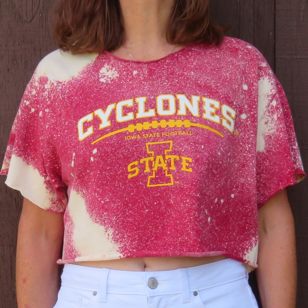 Iowa State Cyclones Tie Dye Bleach Crop Top sz L